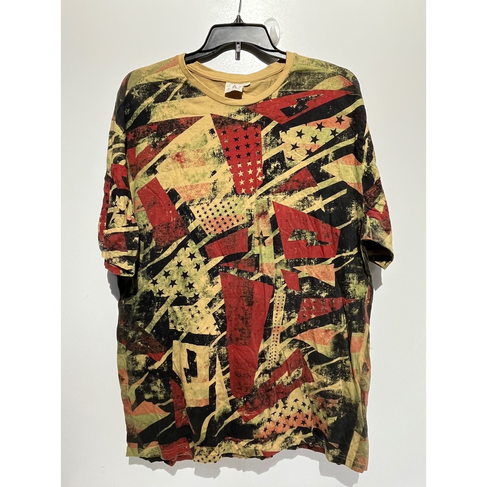 Akademiks Jeanius Mens 3XL T-Shirt All Over Abstract Star Print Streetwear Red